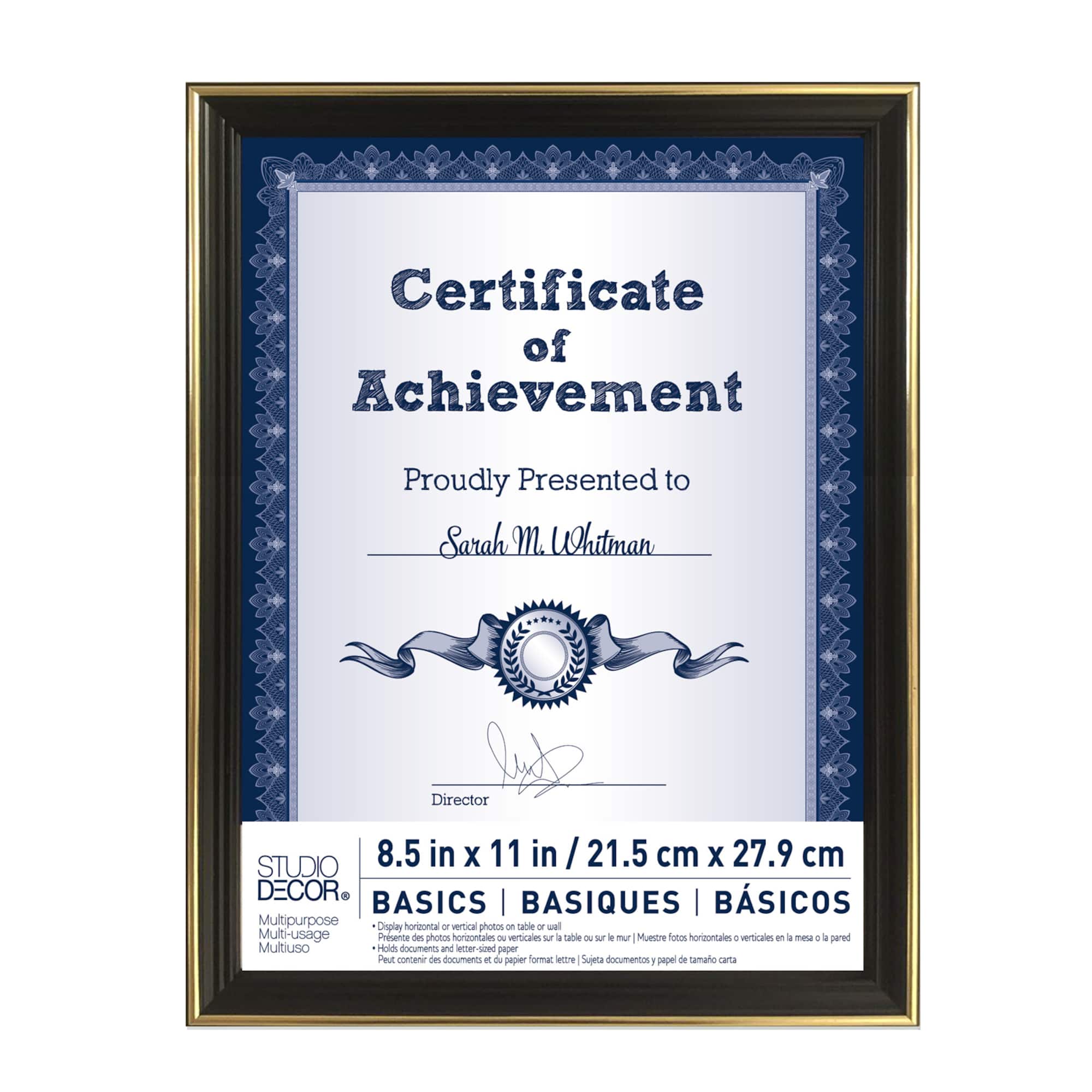 Basics 8.5" x 11" Black & Gold Multipurpose Document Frame by Studio Décor®